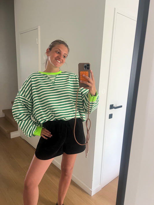 SWEATER GESTREEPT GROEN