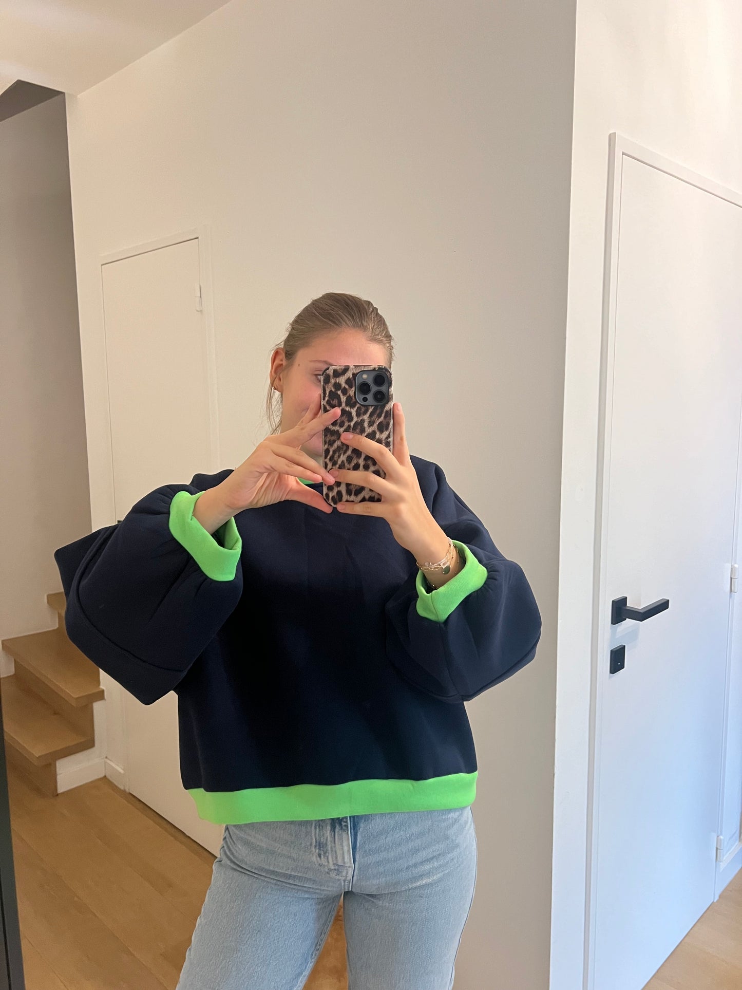 SWEATER BLAUW/GROEN