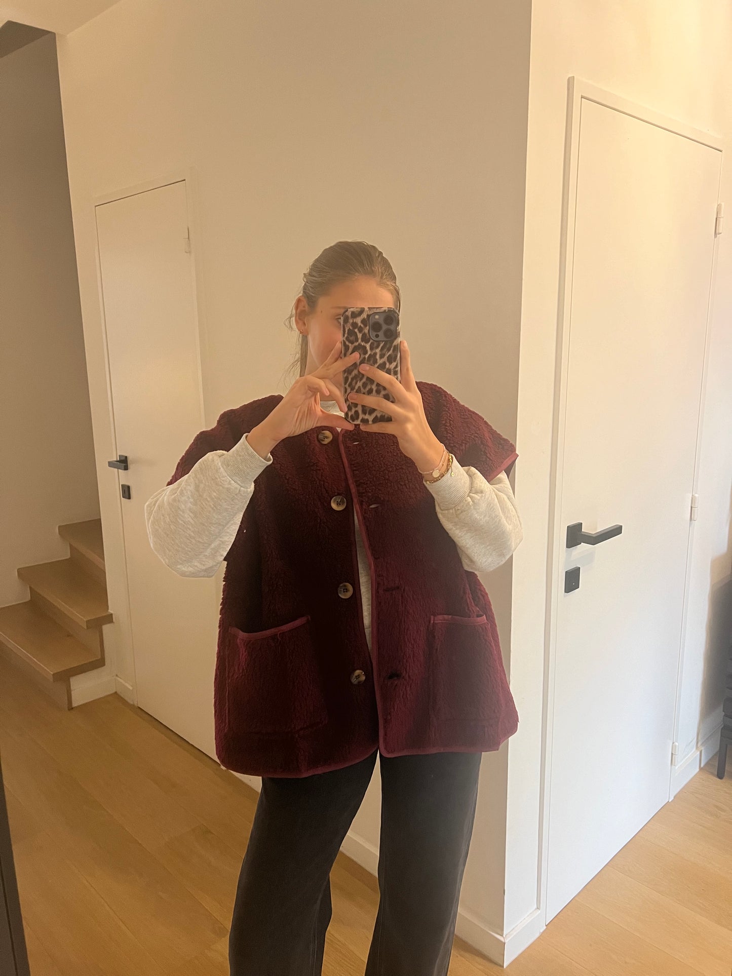 TEDDY GILET BORDEAUX