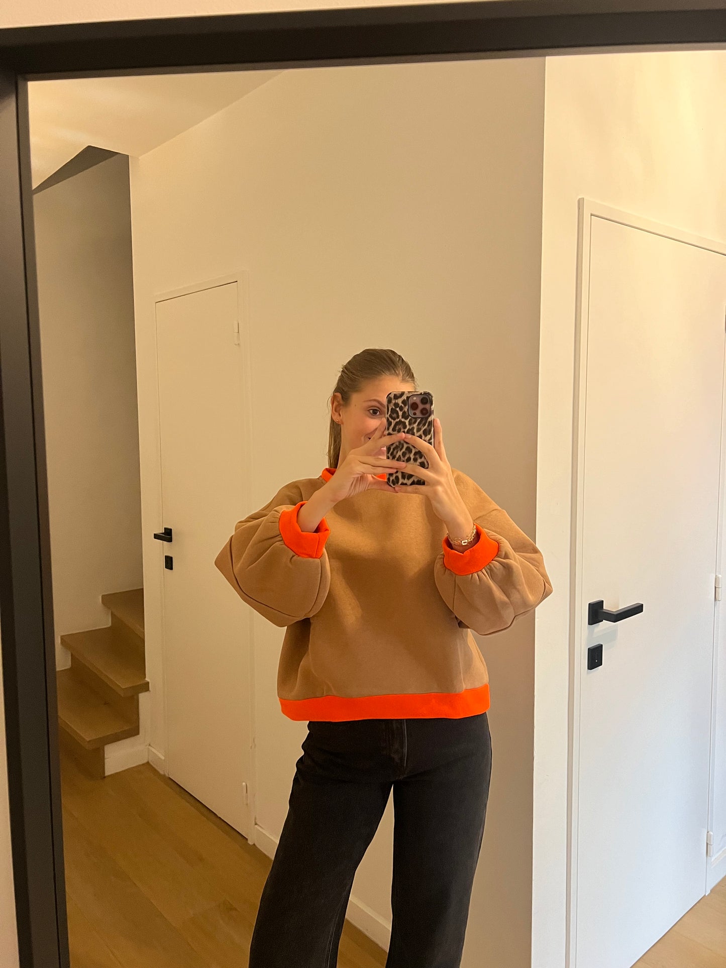 SWEATER BEIGE/ORANJE