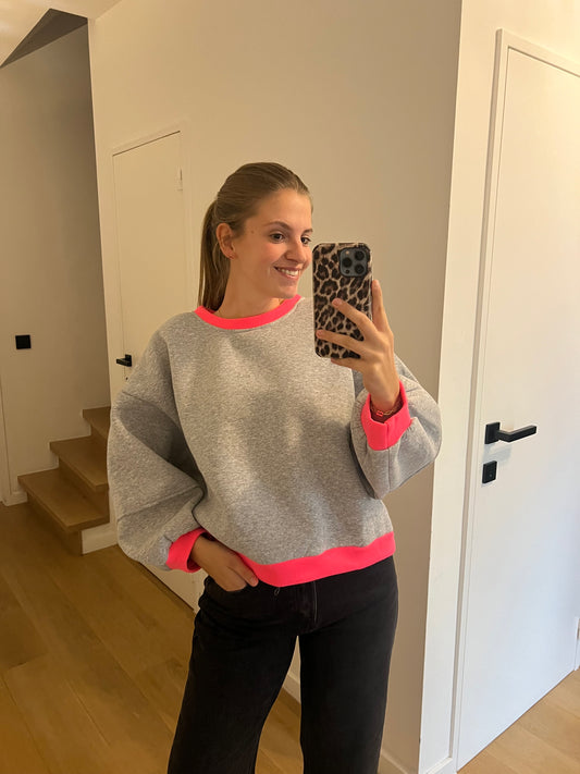 SWEATER GRIJS/ROZE