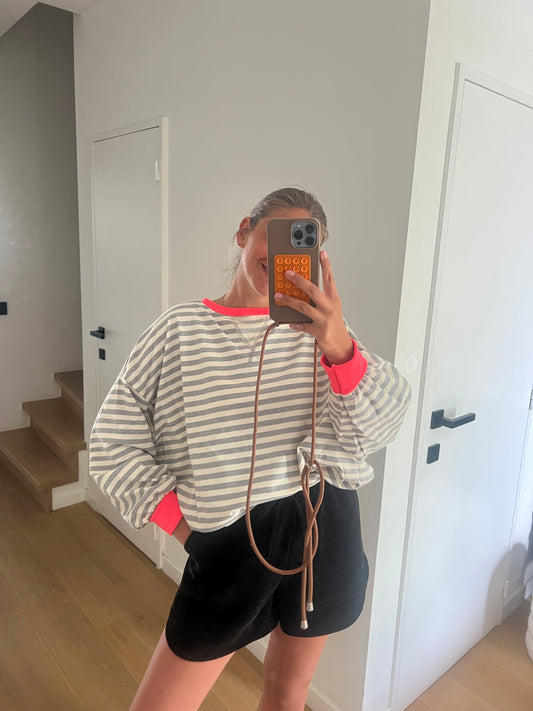 LAATSTE SWEATER GESTREEPT GRIJS